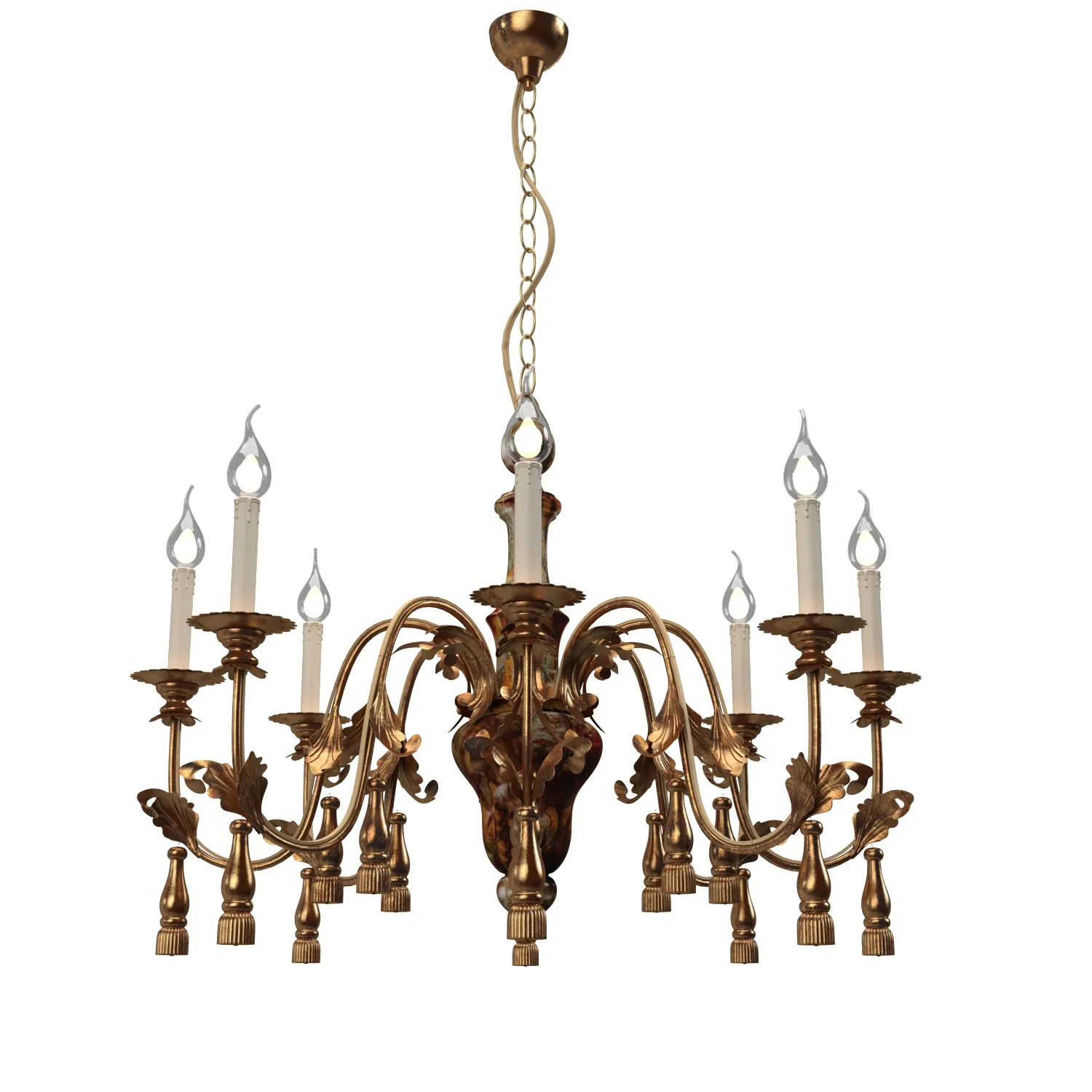 Italian 8 Light Painted Column Chandelier 3D Model_03